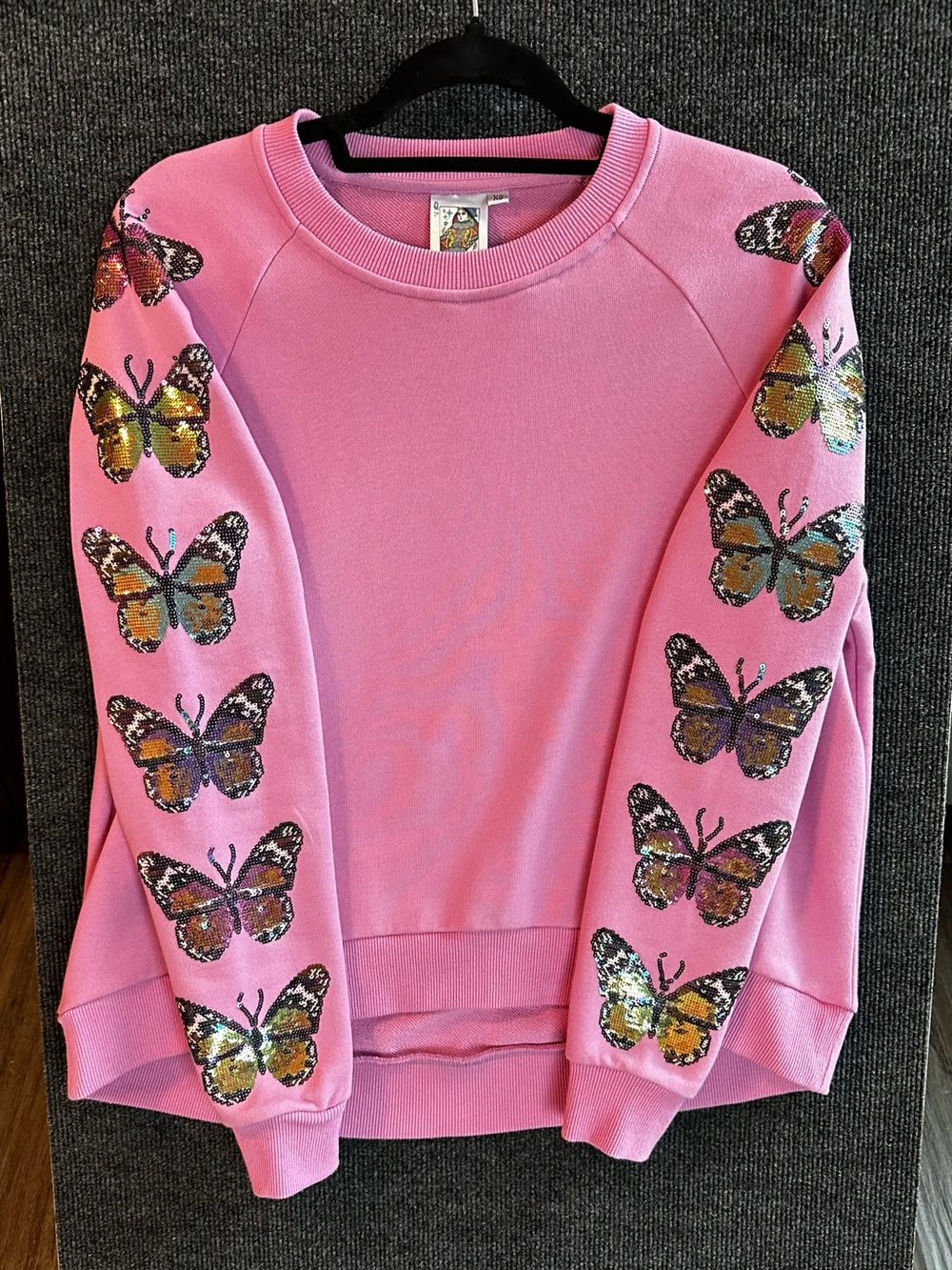 Queen of Sparkles Pink Butterfly Sweatshirt. Size XS. Rare and Hard To Find.